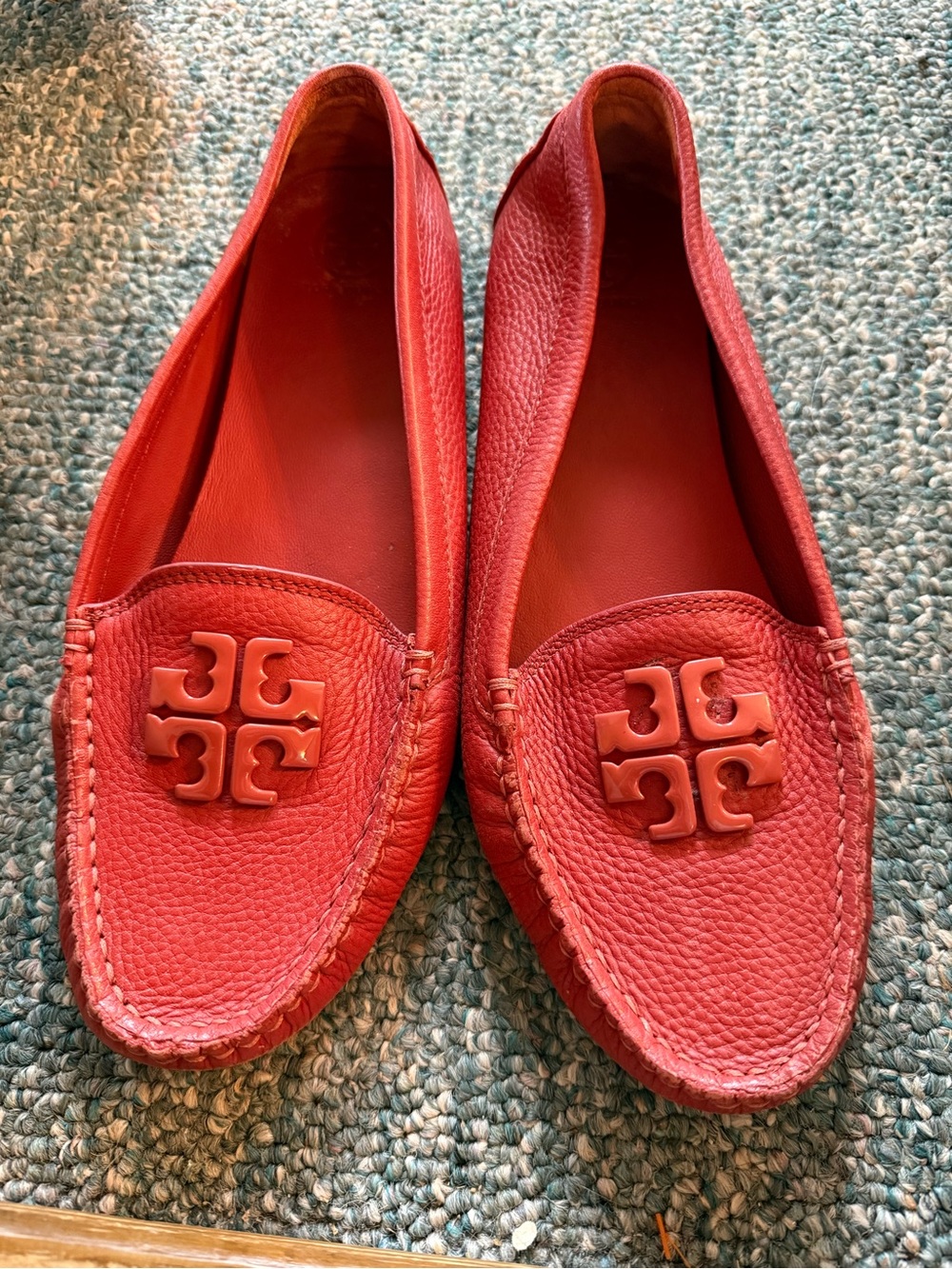 Tory Burch Lowell 2 Leather Driver Loafers Burgundy Women's 9 M